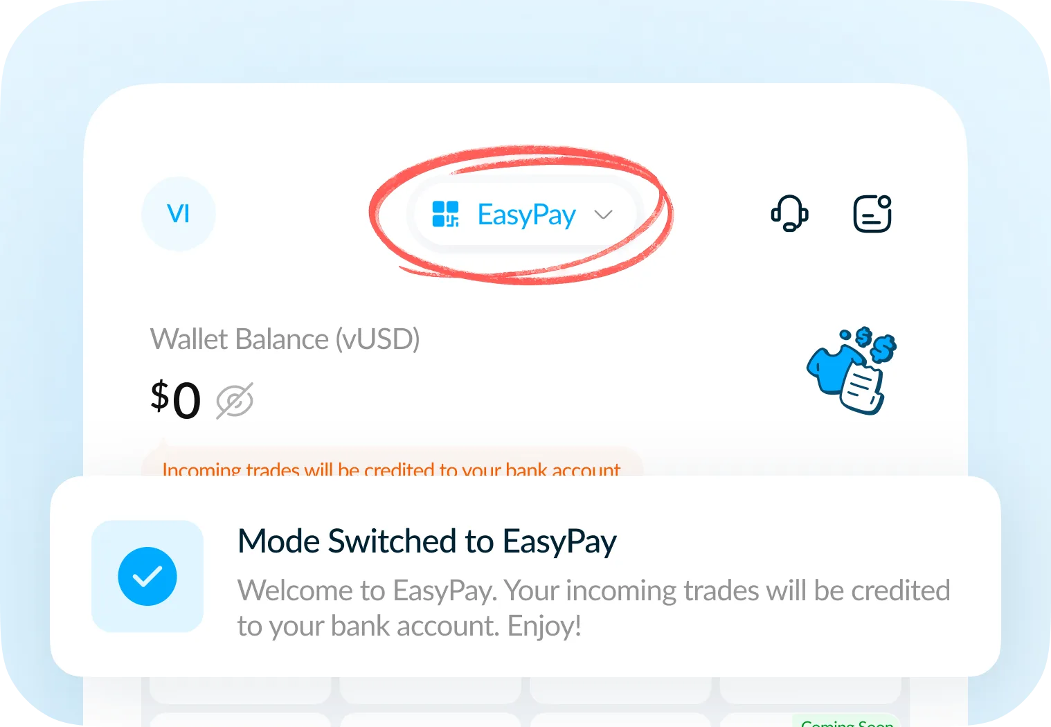 Activate EasyPay Mode